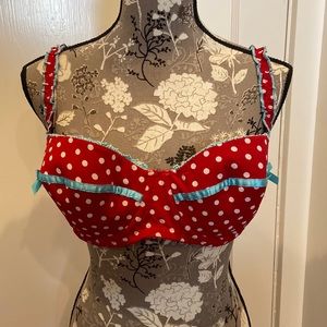 Cacique Red and white polkadot bra 38DD BN530